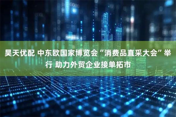昊天优配 中东欧国家博览会“消费品直采大会”举行 助力外贸企业接单拓市